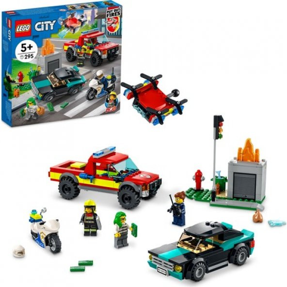 LEGO City 60319 İtfaiye Kurtarma Operasyonu ve Polis Takibi (295 Parça)