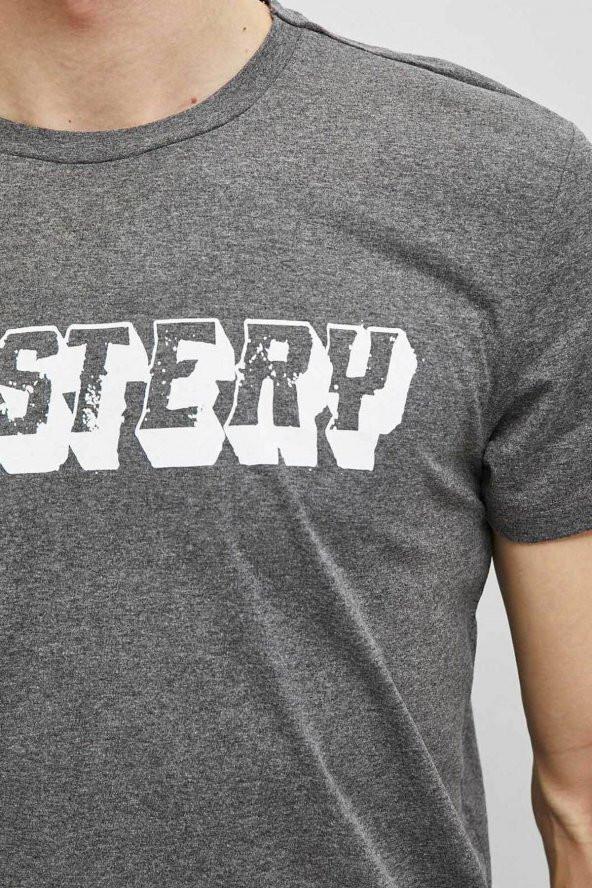 KOTON Erkek T-shirt Antrasit - Resim 4