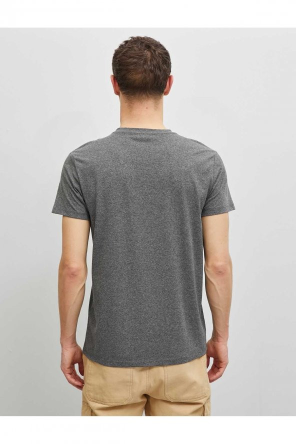 KOTON Erkek T-shirt Antrasit - Resim 7