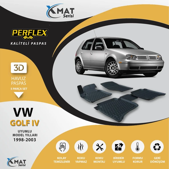 Perflex Paspas 3D Havuzlu X-Mat Golf 4 1998-2003 ürün görseli 1