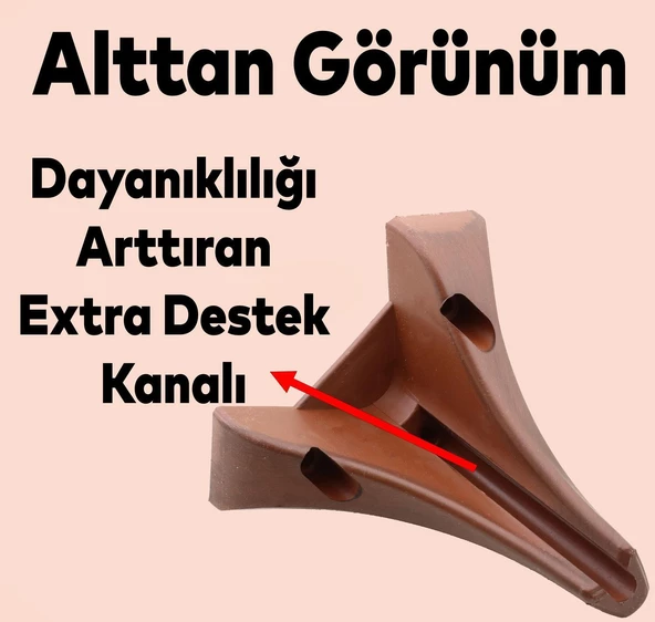 Petek 6'lı Set Mobilya Tv Ünitesi Çekyat Koltuk Kanepe Destek Ayağı 15 Cm Kahverengi Baza Ayakları - 3