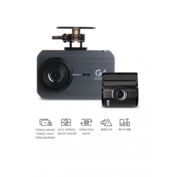 GNET  G6 FullHD 2 Kameralı Wi-Fi Türkçe Ekranlı Park Modlu Araç Kamerası - 2