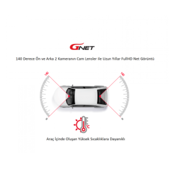 GNET  G6 FullHD 2 Kameralı Wi-Fi Türkçe Ekranlı Park Modlu Araç Kamerası - 8