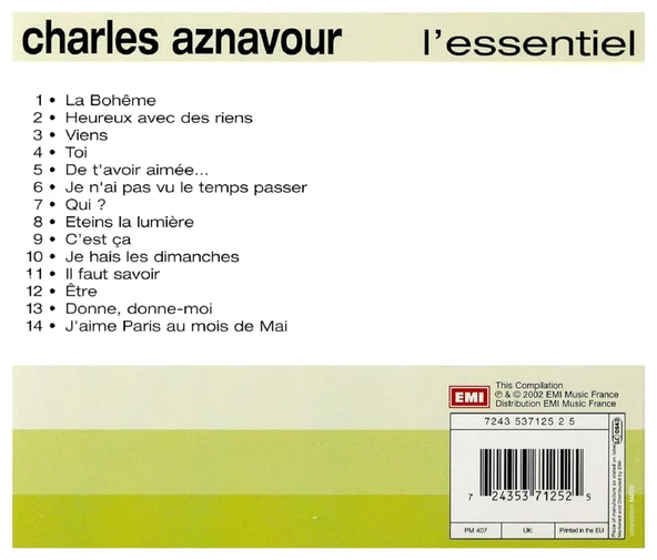 CHARLES AZNAVOUR - LESSENTIEL (CD)(2002) - Resim 2