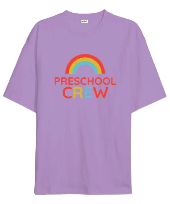 Okul öncesi öğretmenliği gökkuşağı harika hediye Oversize Unisex Tişört