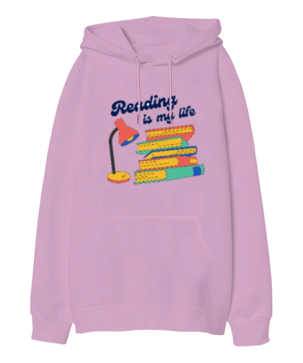 Okumak benim hayatım kitaplar ve ışık Oversize Unisex Kapüşonlu Sweatshirt