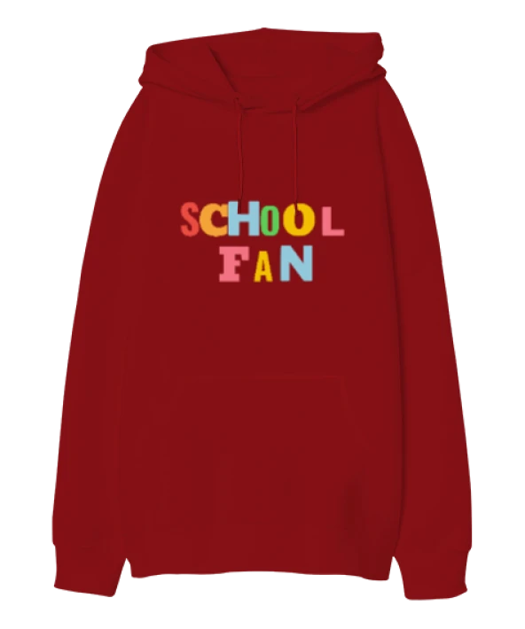 Okul fanı renkli komik Oversize Unisex Kapüşonlu Sweatshirt