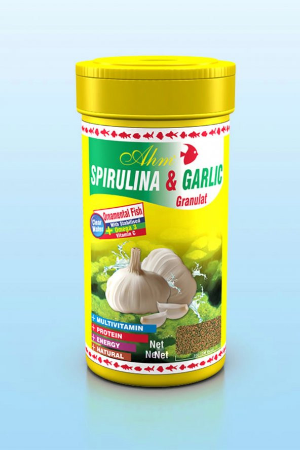 Spirulina & Garlic Granulat Balık Yemi 100 Ml