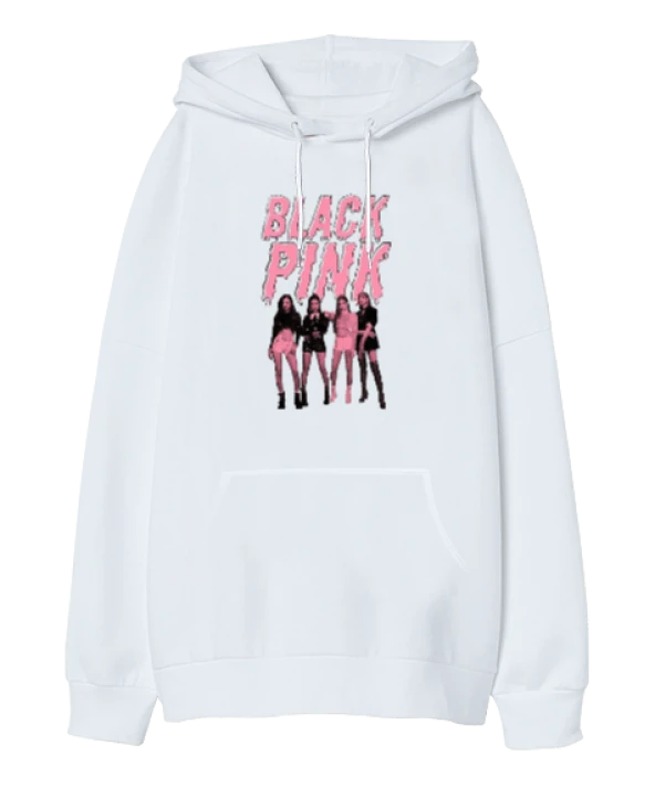 Blackpink Kpop Tasarım Baskılı Oversize Unisex Kapüşonlu Sweatshirt