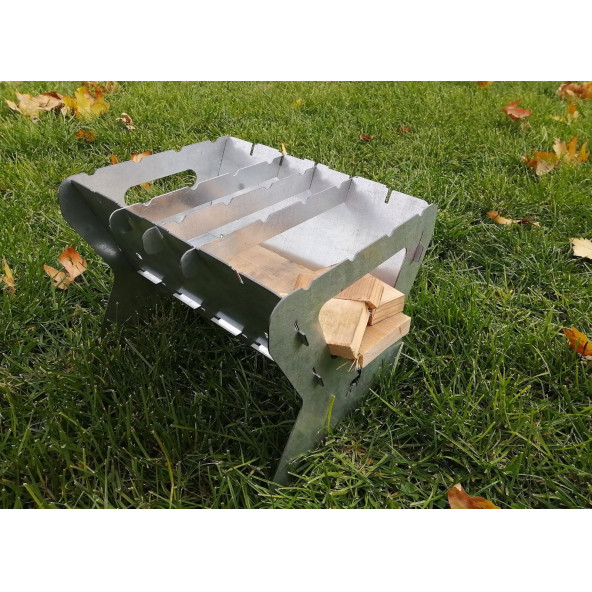Katlanır Paslanmaz Mangal ve Ateş Çukuru 30x25cm - Çantalı - 4
