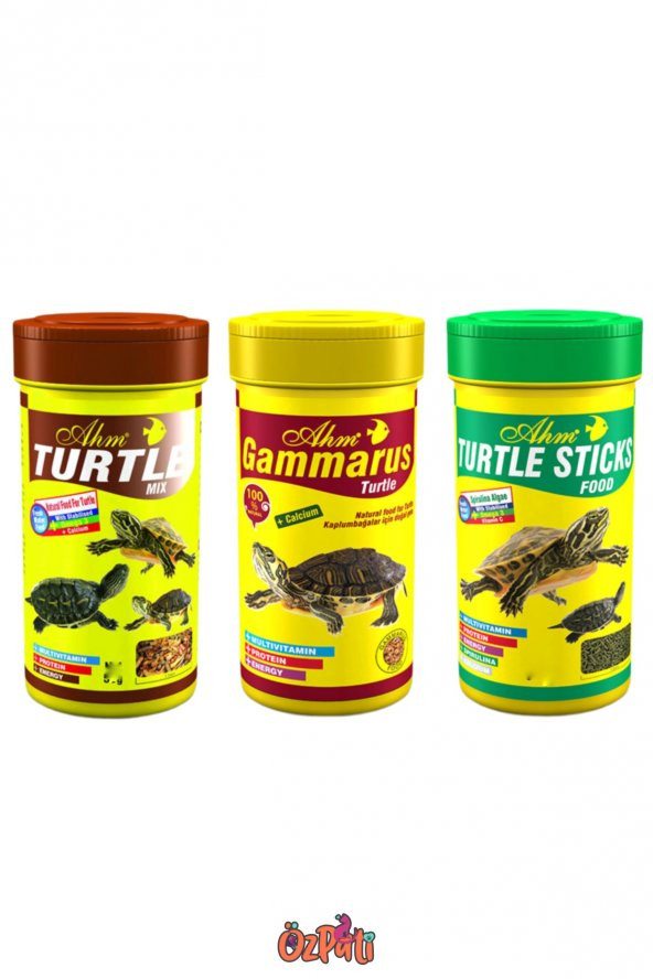 Kaplumağa Yem Seti  ( Mix+Sticks+Gammarus ) 100 Ml X 3 Adet