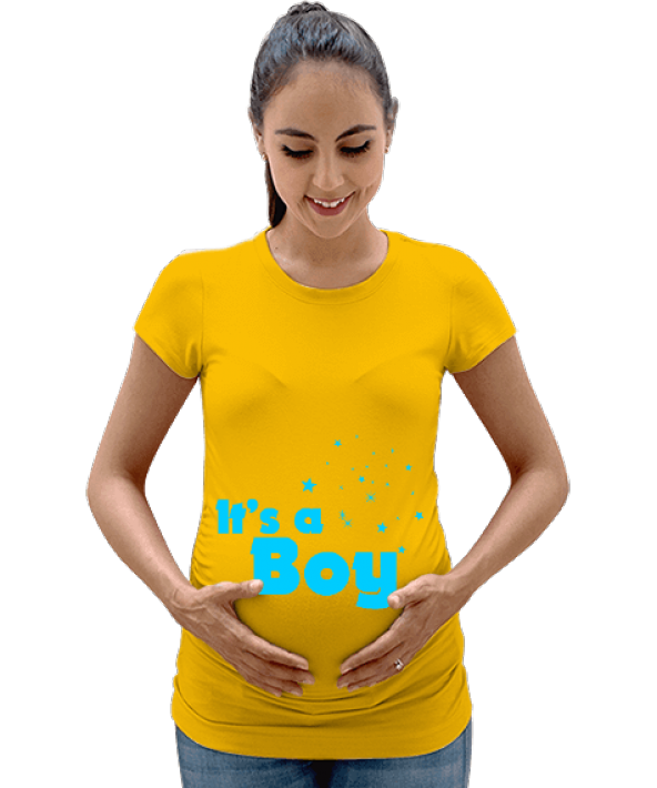 It is a Boy Erkek Bebek Baskılı Sarı Kadın Hamile Tişört