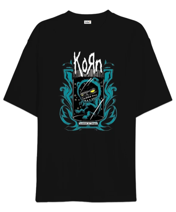 Korn Rock Tasarım Baskılı Oversize Unisex Tişört