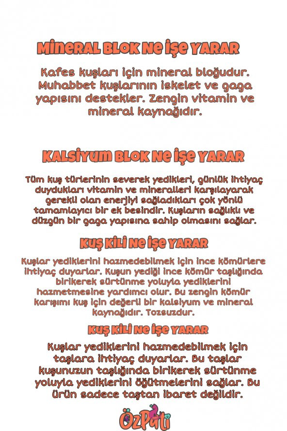 Kuş Kalsiyum / Kil / Kömür / Mineral Blok Set 4 Adet - 2