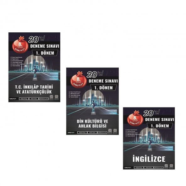 Nartest Yayınları 8.Sınıf 1.Dönem T.C. İnkılap Tarihi Din ve İngilizce Deneme Seti 3 Kitap