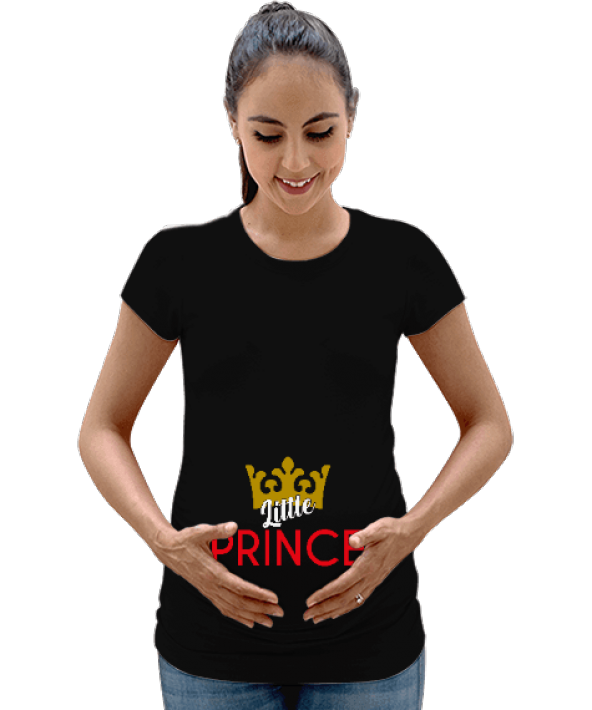 Küçük Prens Siyah Kadın Hamile Tişört