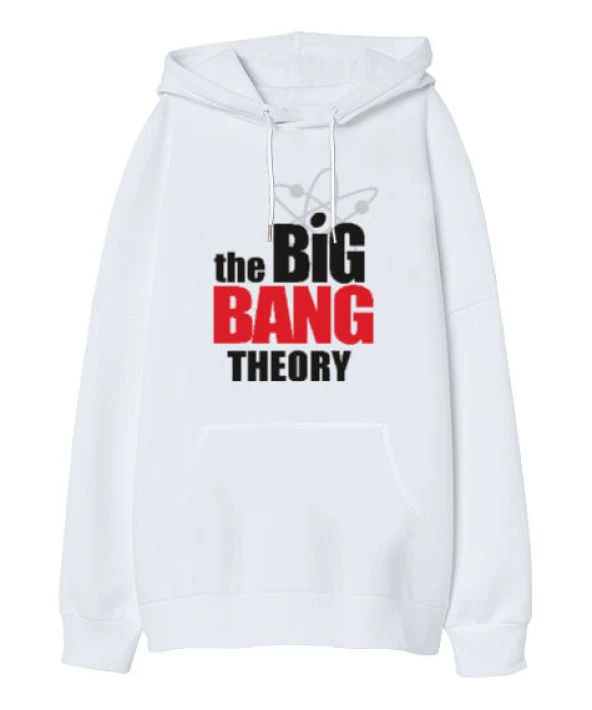 Bing Bang Theory Beyaz Oversize Unisex Kapüşonlu Sweatshirt