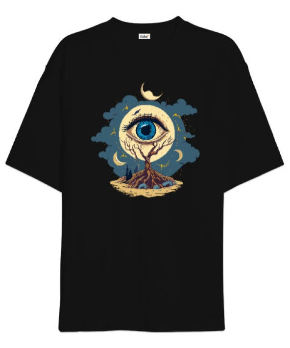 Eye And Moon Siyah Oversize Unisex Tişört