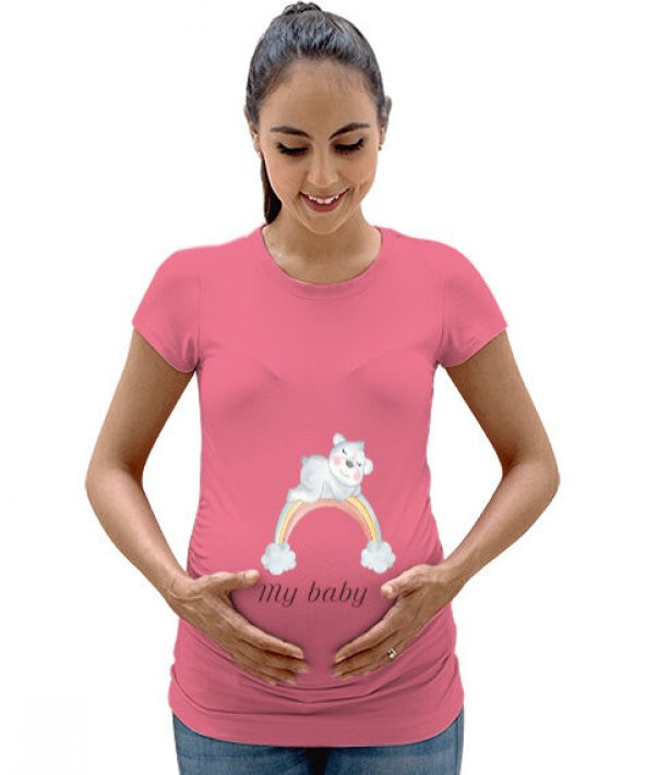 My baby Pembe Kadın Hamile Tişört