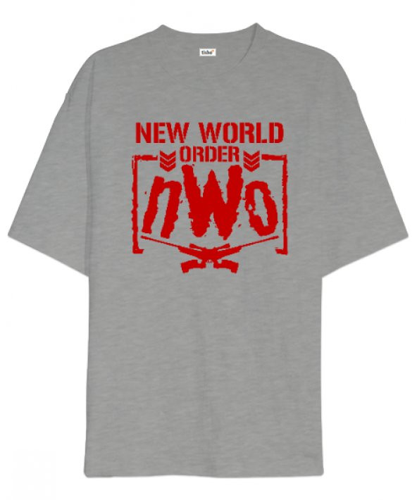 New World Order NWO  Gri Oversize Unisex Tişört