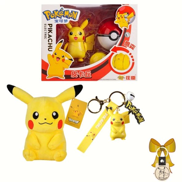 Pokemon Orijinal Lisanslı 3'lü Pikachu Set