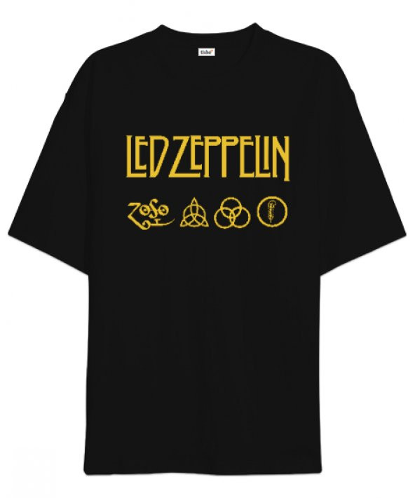 Led Zeppelin Rock V2 Siyah Oversize Unisex Tişört