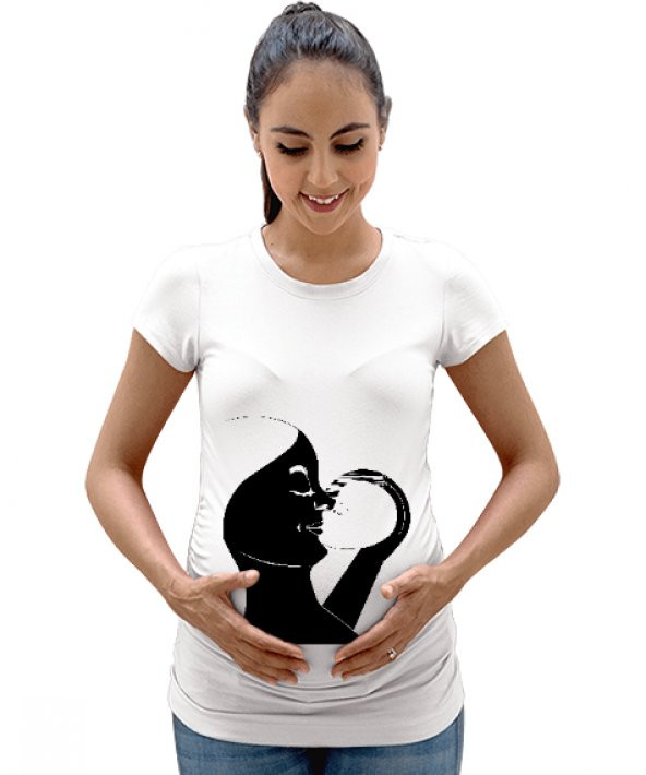 Anne Sevgisi - Bebeğimi Seviyorum Beyaz Kadın Hamile Tişört