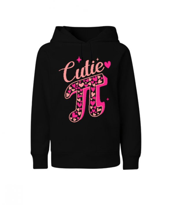 Pi Sembolü Cutie Siyah Çocuk Unisex Hoodie Kapüşonlu