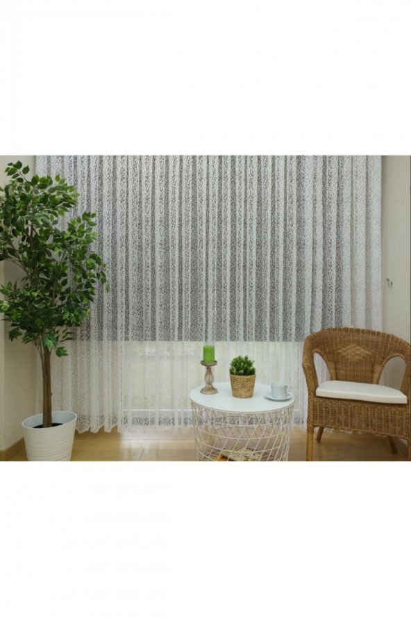 Spor Desen Fransız Dantel Tül Perde,  100x250, Seyrek Pile, 1/2 - 2