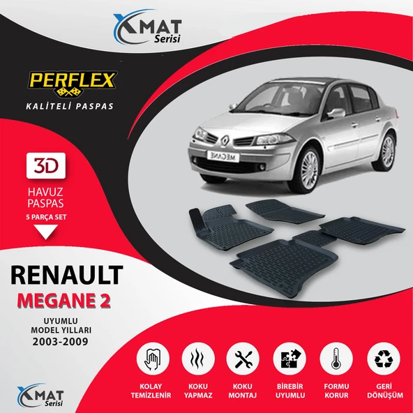 Perflex Paspas 3D Havuzlu X-Mat Megane 2 2003-2009 ürün görseli 1