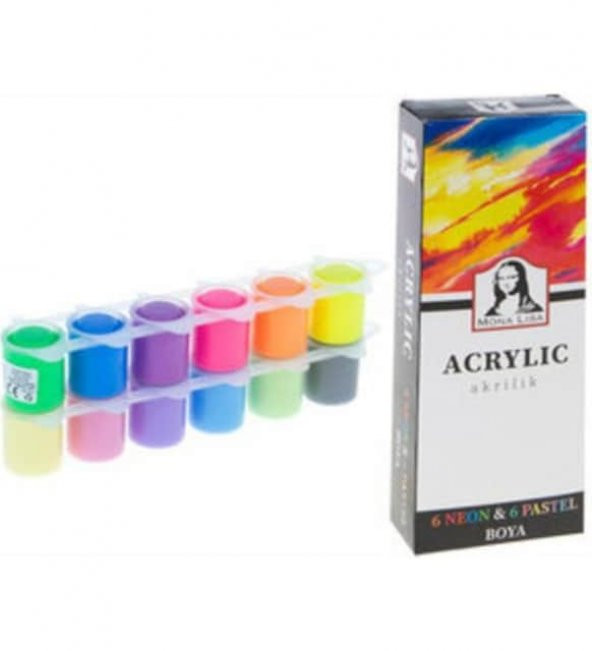Mona Lisa Akrilik 12 Renk x 22 ML Neon/Pastel