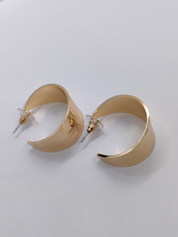 Gold Renk Kalın Halka Küpe - 2