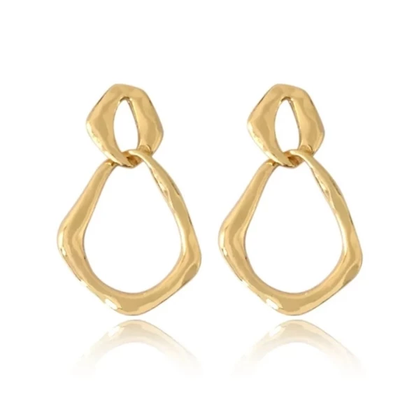 Gold Renk Geometrik Damla Küpe - 2