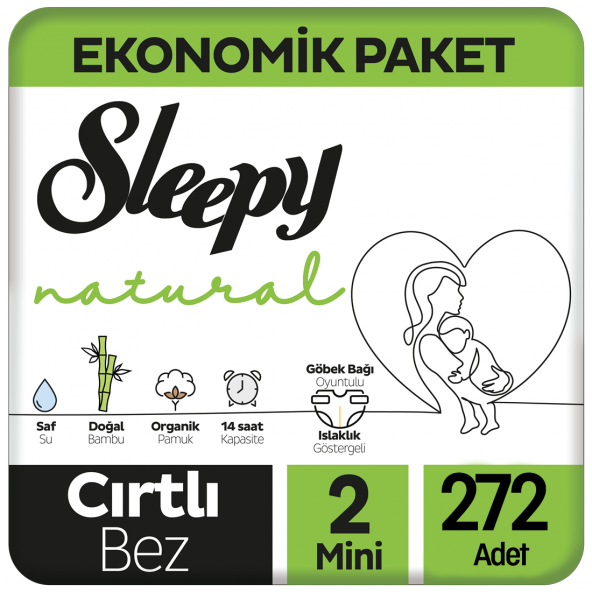 Sleepy Natural Bebek Bezi Ekonomik Paket 2 Beden 68x4 272 Adet