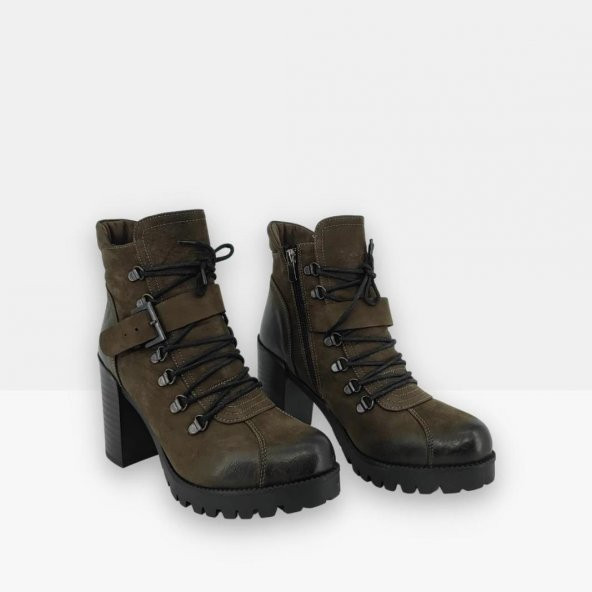 Roe Doe 231999 Hakiki Nubuk Deri Topuklu Deri Kadın Bot - 5