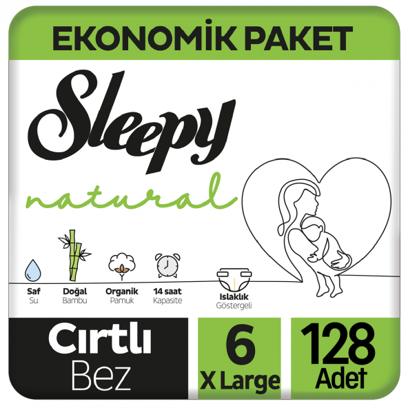 Sleepy Natural Bebek Bezi Ekonomik Paket 6 Beden 32x4 128 Adet