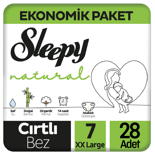 Sleepy Natural Bebek Bezi Ekonomik Paket 7 Beden 28 Adet