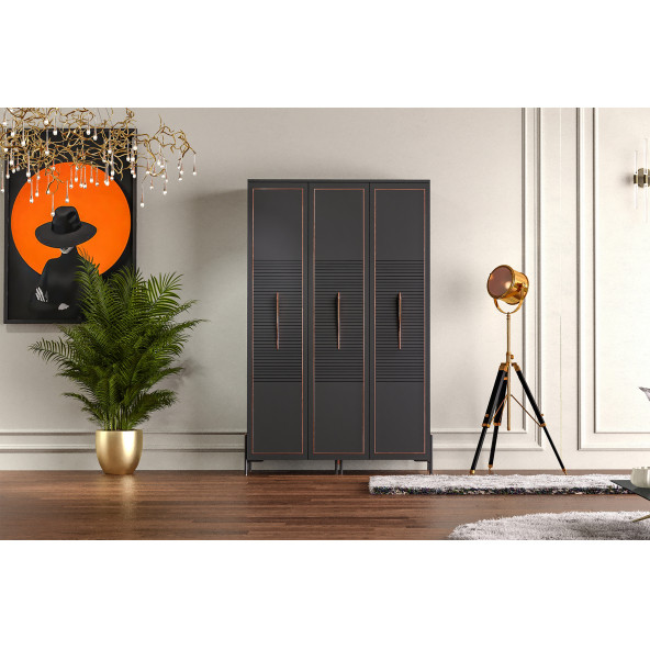 Tocco Platin 3 Kapaklı Country Gardırop