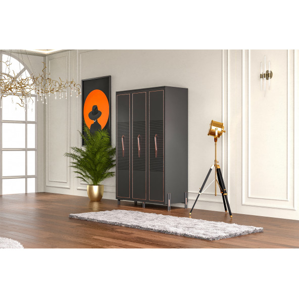 Tocco Platin 3 Kapaklı Country Gardırop - 2