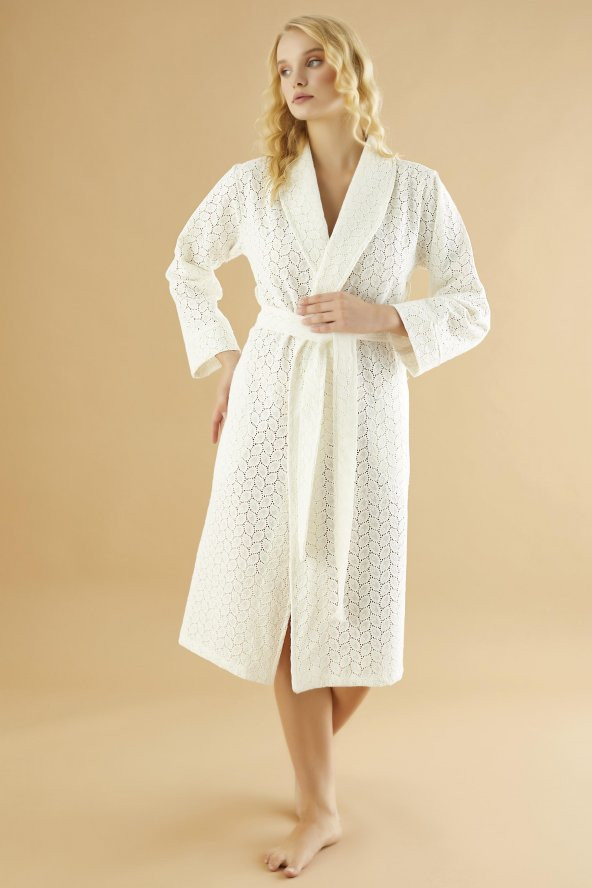Beden Brodeli Bambu Cotton Bayan Sabahlık - 2