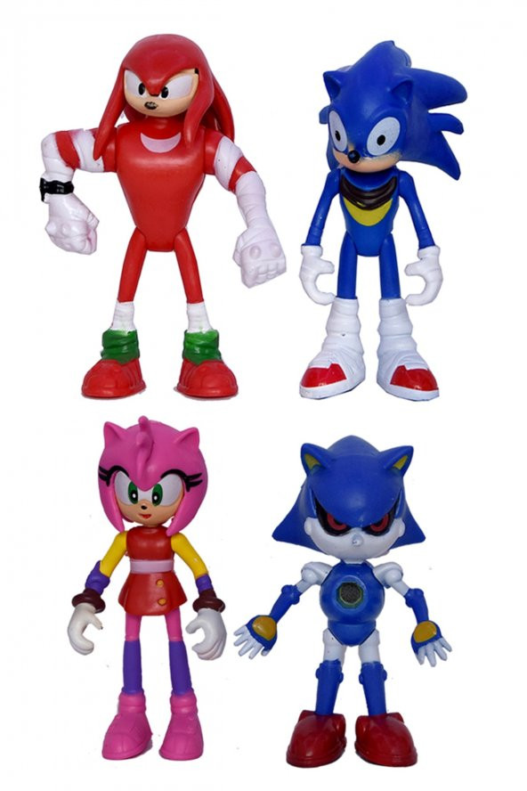 Kirpi Sonic Amy Knuckles Metal Sonik Boom 4lü Figür Oyuncak Seti - 2