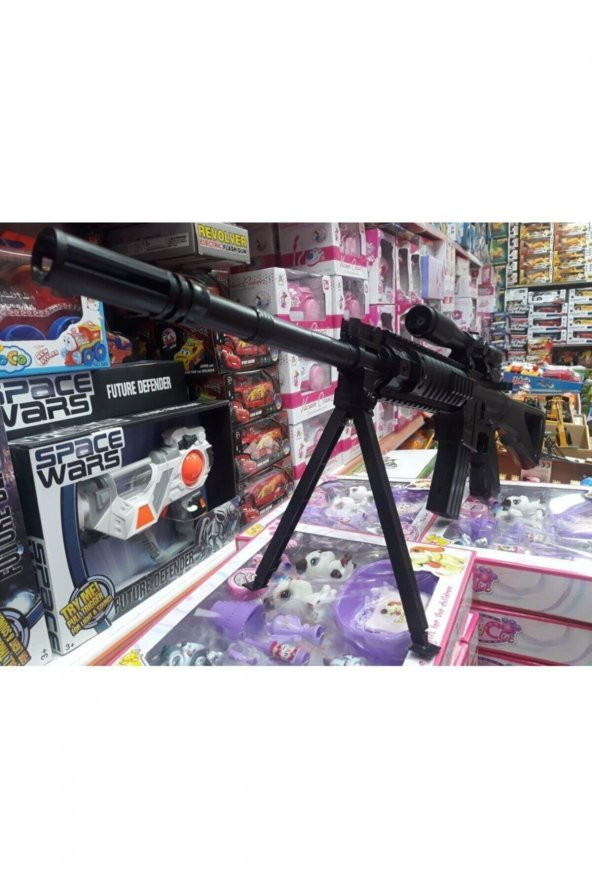 Oyuncak Silah Lazerli Dürbünlü Mermi Boncuk Atan Tüfek 82cm Silah - 3