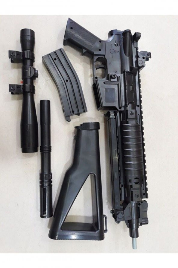 Oyuncak Silah Lazerli Dürbünlü Mermi Boncuk Atan Tüfek 82cm Silah - 4