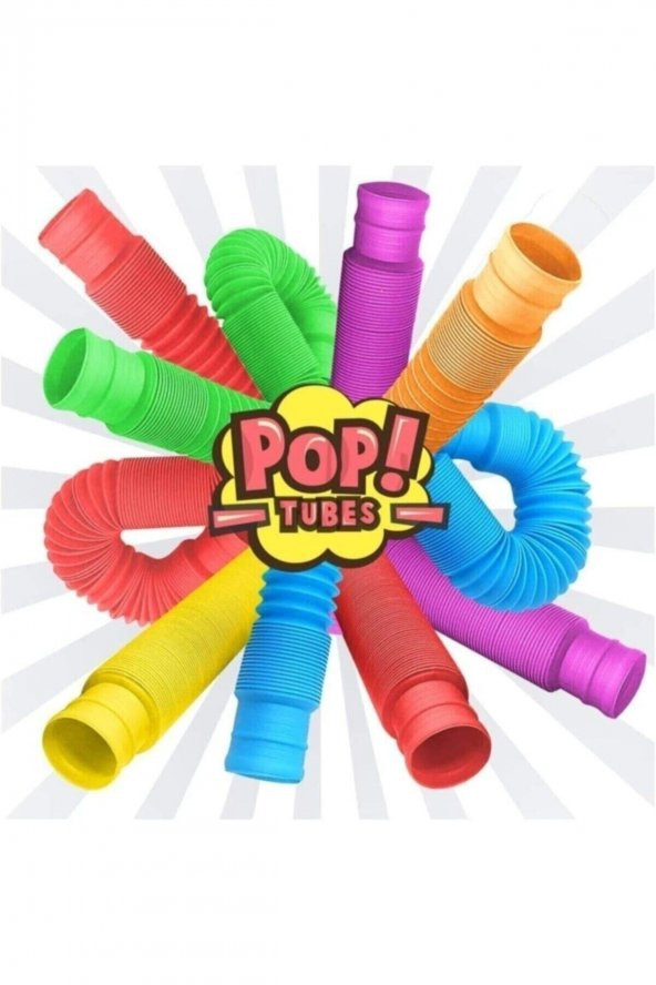 6 lı Set Uzayan Boru Renkli Oyuncak Hortum Pop Tubes Stres Giderici Popit Fidget