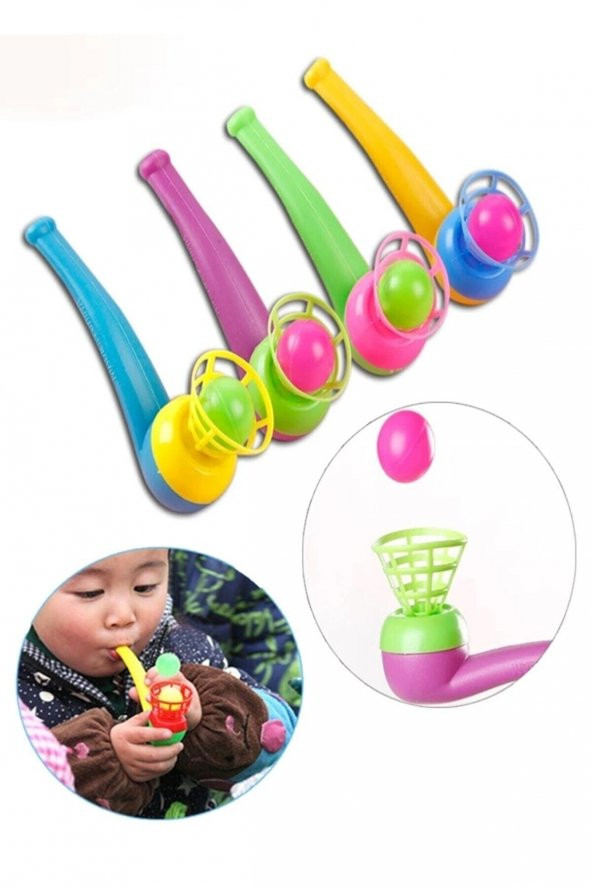 Oyuncak Saksafon Popit Pipet Top Üfleme Borazan Aile Piknik Okul Oyunu 4lü Set - 3