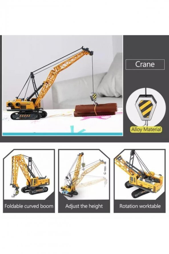 Oyuncak iş Makinaları Paletli Ekskavatör Ve Oyuncak Vinç 2li Set 360 Derece Dönen Gövde - 5