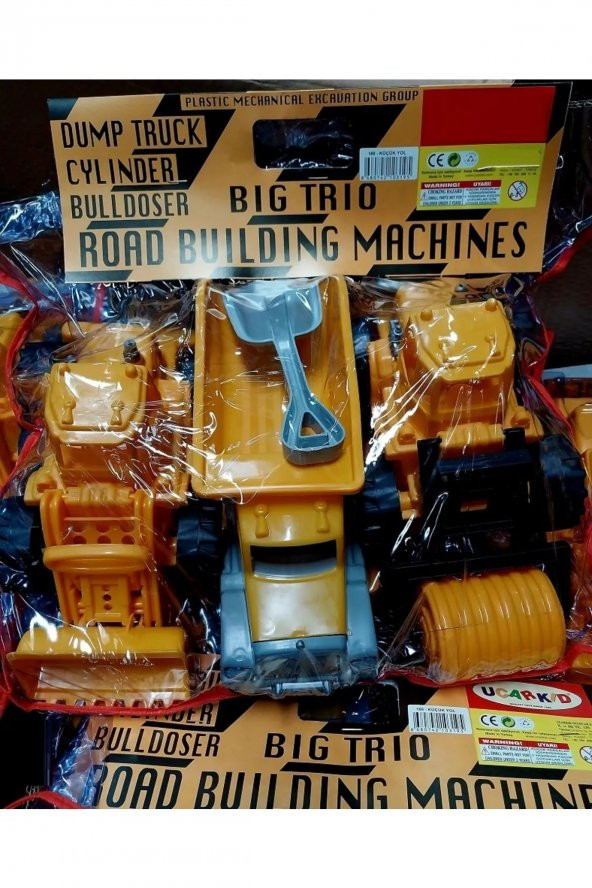 Iş makinası Seti 3 Adet Dozer Kamyon Silindir Asfalt Kum Kamyonu Excavator 25cm - 2