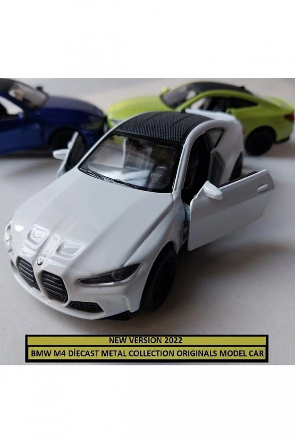 Bmw M4 Yeni 2022 Kasa 1.36 Diecast Orjinal Metal Araba Pullback Kapıları Açılır Beyaz