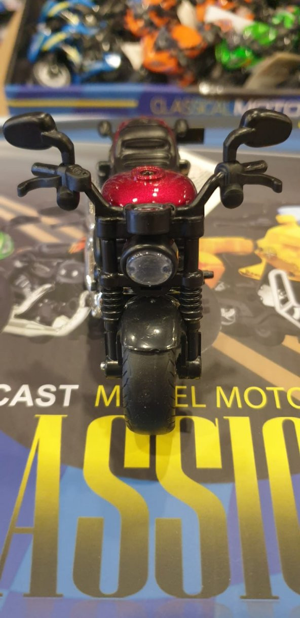 Oyuncak Model Motorsiklet Metal Die Cast Harley-Davidson Sportster Iron Motosiklet Kırmızı 12 Cm