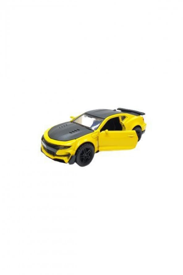 12 Cm Çek Bırak Oyuncak Metal Araba Kapıları Açılır Chevrolet Camaro ZL1 Sarı - 2